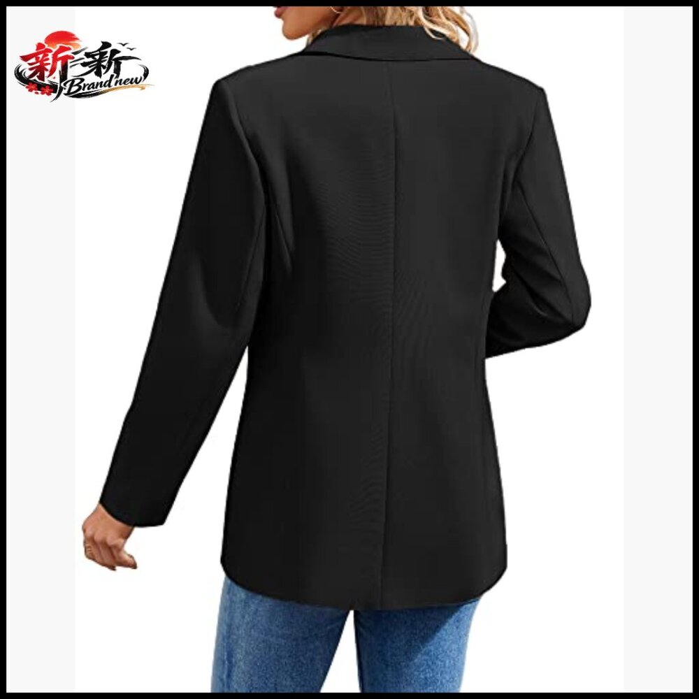 Lightweight Polyester Blend Blazer Open Front Lap… - image 4
